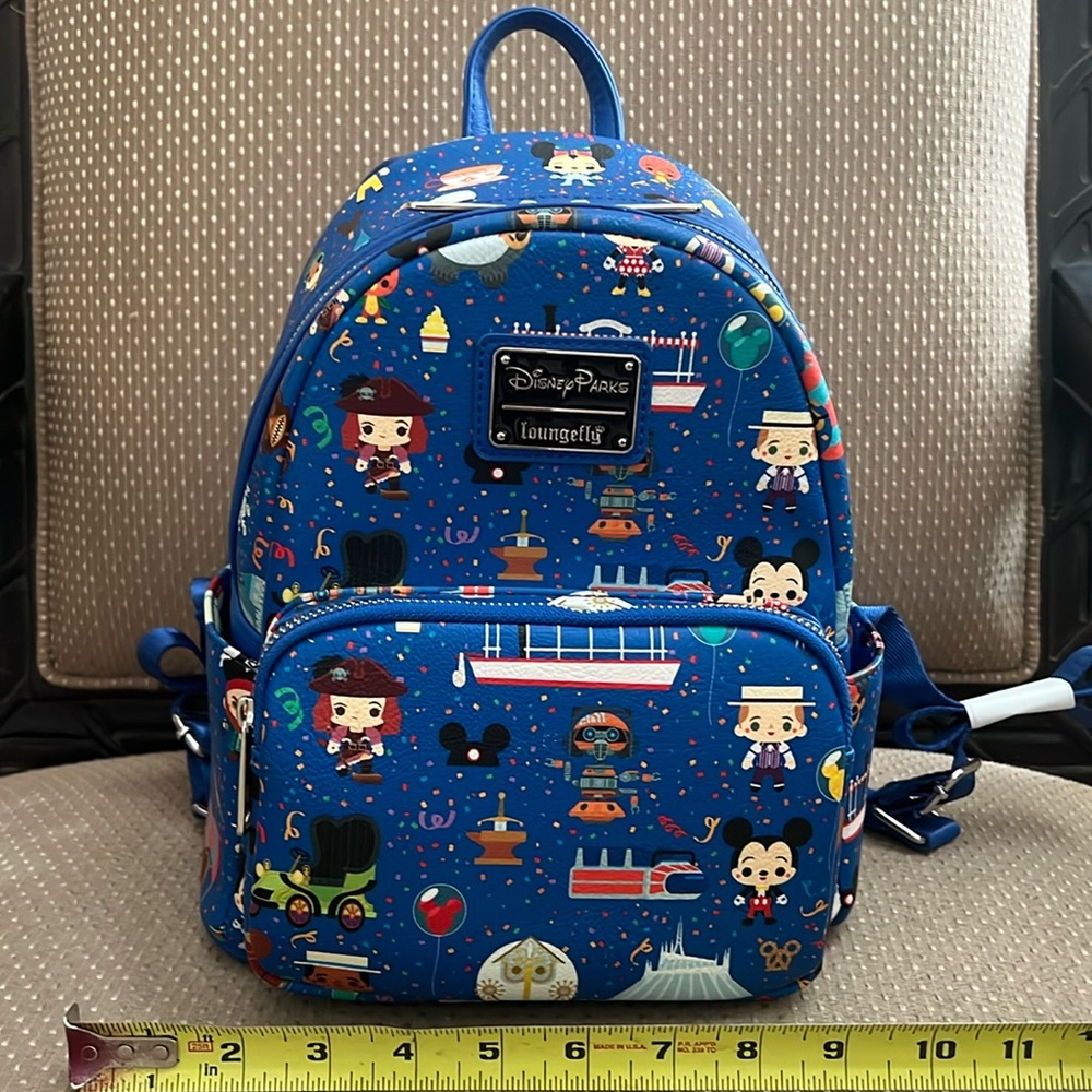 Disney Parks Loungefly Chibi character backpack NWOT royal blue multicolor